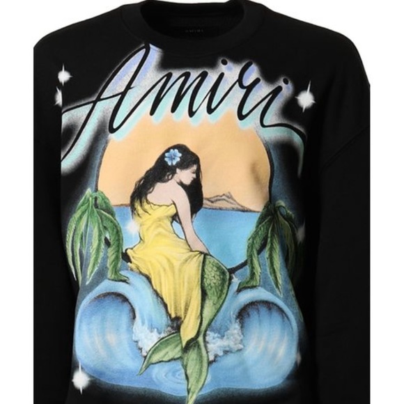 NWT AMIRI Black Printed Sweater - Men’s Small Mermaid Print - Picture 3 of 6